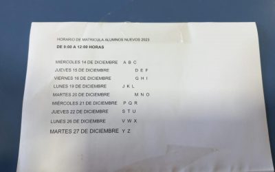 Fechas de matriculas alumnos nuevos